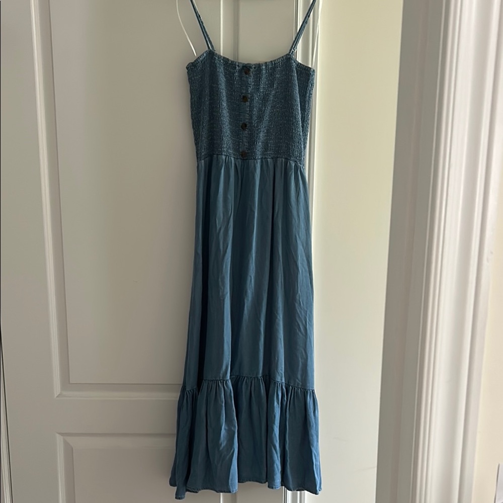 Love Tree Blue Tiered Ruffled Maxi Dress